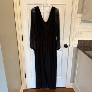 Marina Sheer Beaded Long Sleeve V-Neck Jumpsuit 45100